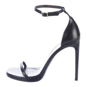 SAINT LAURENT LEATHER ANKLE STRAP SANDALS